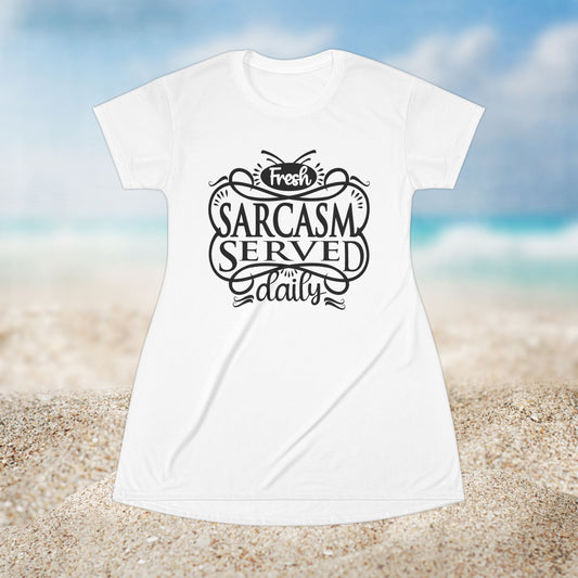 Fresh Sarcasm Served Daily - Funny Sassy Fun - Womens T-Shirt Dress (AOP) - by Far Out Prints & Co.