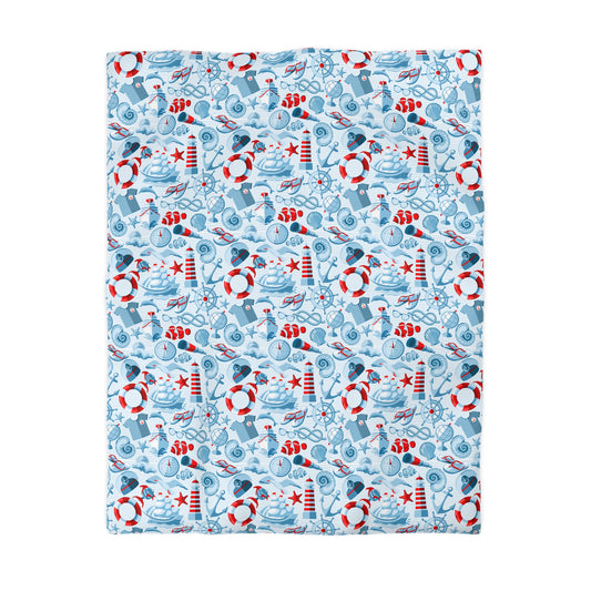 Duvet Cover Blanket for Him Her Gift Ocean Lover Present Orca Killer Whale Dolphin Pattern Navy Nautical Marine Life Sea Kids Adults Comfy