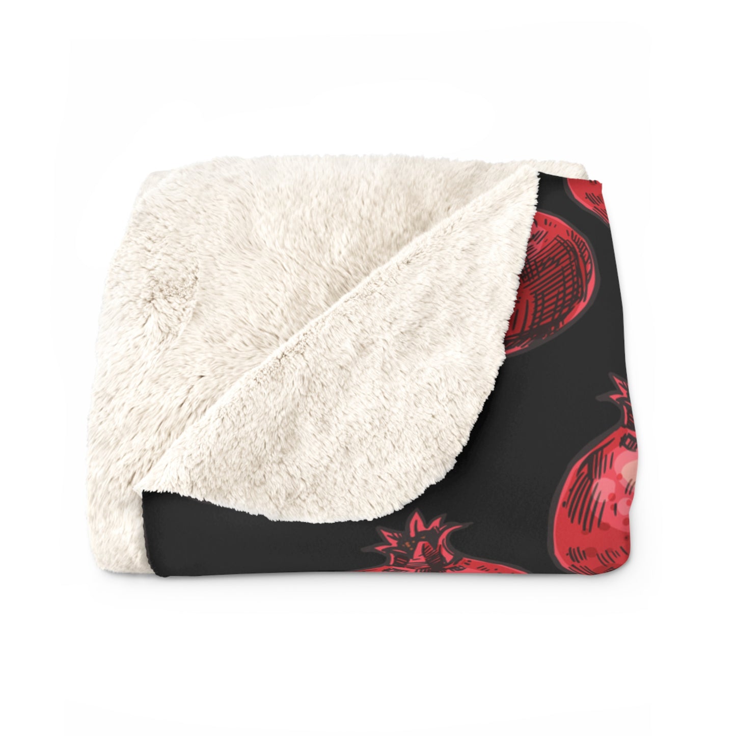 Bright Red Pomegranate Sketch - Jewish Judaism Israel Israeli Heritage - Sherpa Fleece Blanket - by Far Out Prints & Co.