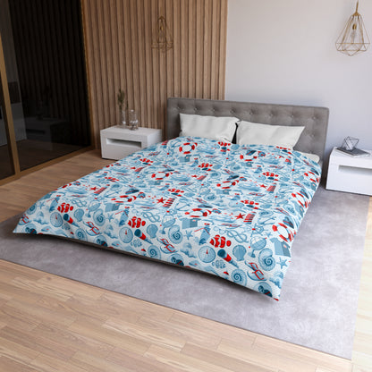 Duvet Cover Blanket for Him Her Gift Ocean Lover Present Orca Killer Whale Dolphin Pattern Navy Nautical Marine Life Sea Kids Adults Comfy