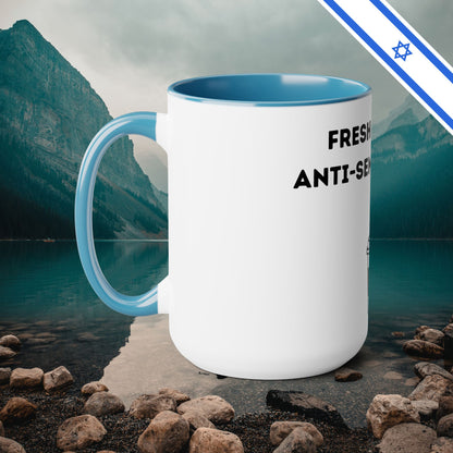 Fresh Brew of anti-Semitic Tears - Two-Tone Coffee Mugs, 15oz - Cafe Lovers - Far Out Prints & Co.