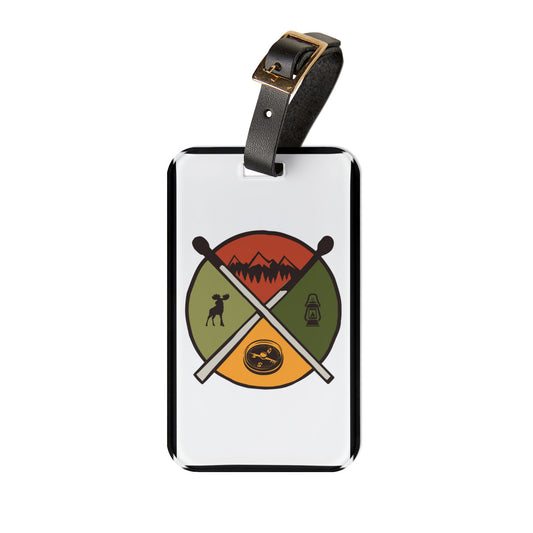 Camp Wheel | Premium Acrylic and Leather Luggage Tag | by Far Out Prints & Co