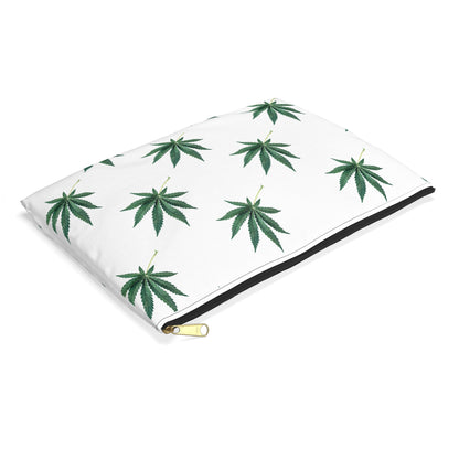Marijuana Pattern - Accessory Pouch White - Embrace Hebrew Slang - Stoner Cannabis Weed Jewish Israeli Israel - by Far Out Prints & Co.
