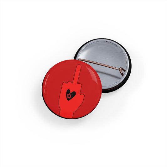 Red Bloody Hands Middle Finger - Pin Buttons Pins - Israel Israeli Jewish Judaism Judaica - by Far Out Prints & Co.