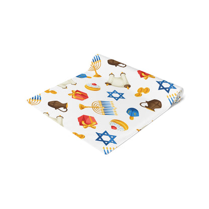 Hannukah Hanuka Hanukkah Chanukah Chanuka Chanukkah Channukah Chanukka 3 | Jewish Holiday Themed | Table Runner