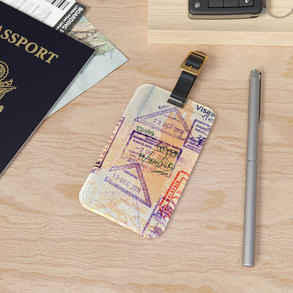 Visa Stamped Passport Travel | Premium Acrylic and Leather Luggage Tag | by Far Out Prints & Co