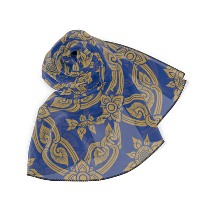Gold and Dark Blue Design | Jewish Judaism Judaica Israel Israeli Art | Poly Scarf | by Far Out Prints & Co