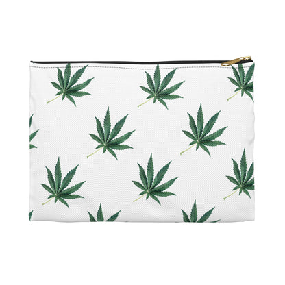 Marijuana Pattern - Accessory Pouch White - Embrace Hebrew Slang - Stoner Cannabis Weed Jewish Israeli Israel - by Far Out Prints & Co.