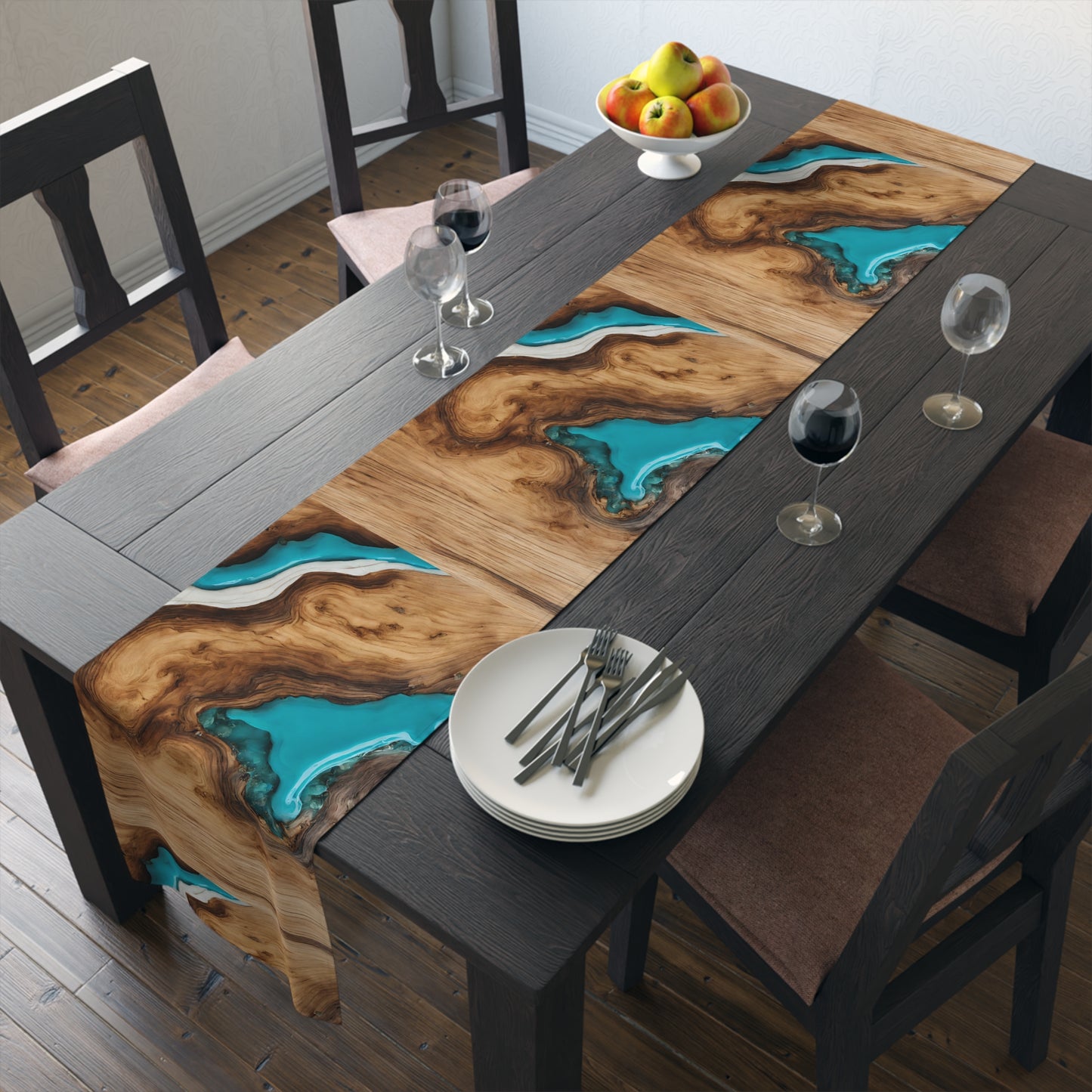 Wood Epoxy Resin Turqoise Design Table Runner Israel Israeli Judaism Judaica Jewish Gifts Presents Him Her | by Far Out Prints & Co.