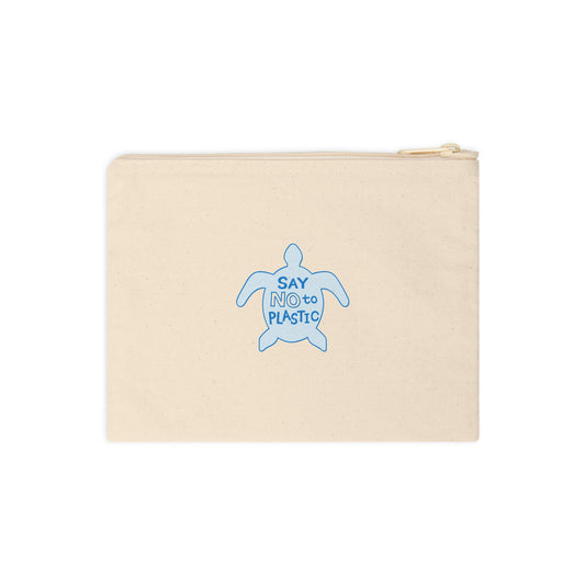 Say No To Plastic 100% Cotton Canvas Accessory Zipper Pouch Bag