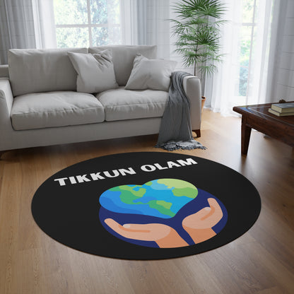 Tikkun Olam - Round Rug - Israeli Art Jewish Judaica Native - by Far Out Prints & Co.