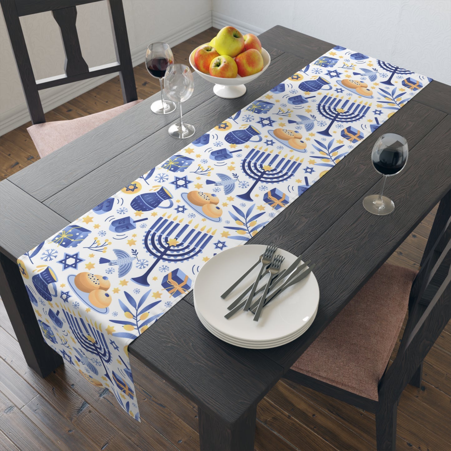 Hannukah Hanuka Hanukkah Chanukah Chanuka Chanukkah Channukah Chanukka | Jewish Holiday Themed | Table Runner