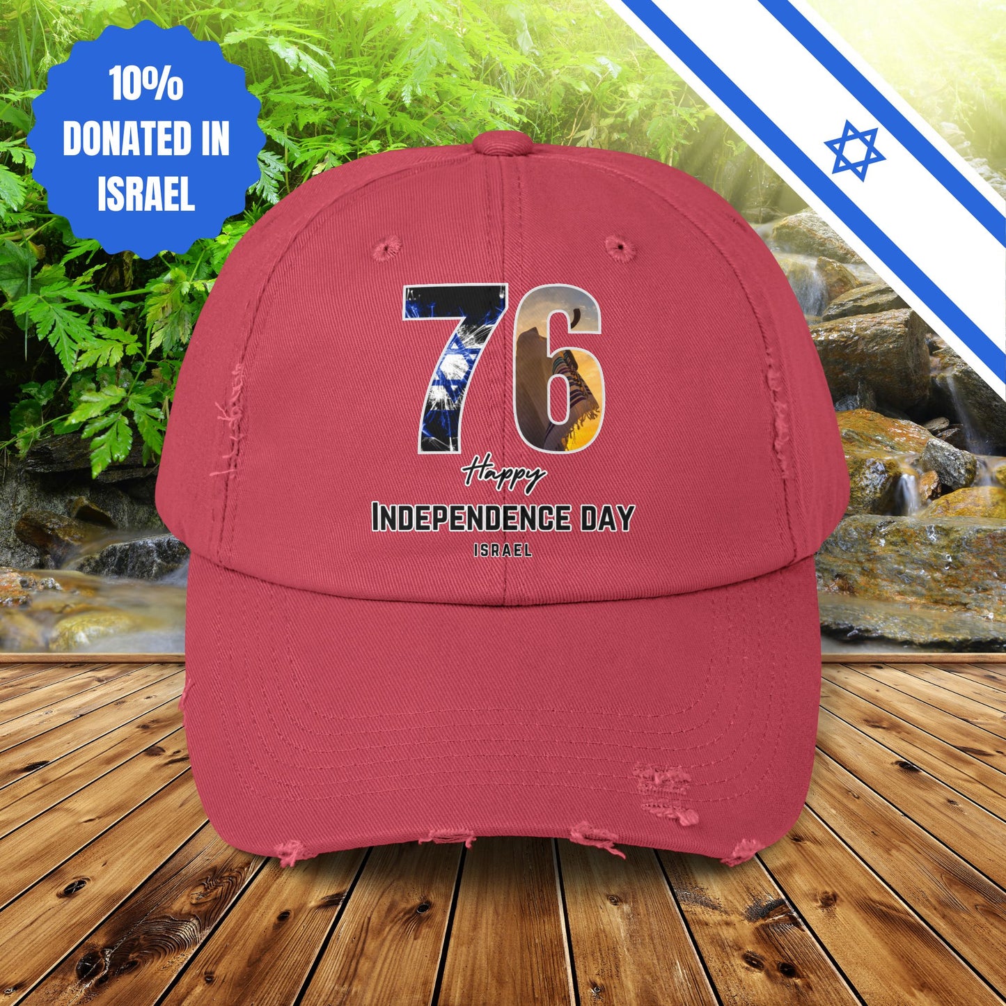 76 Independence Day Israel Hat for Him or Her Unisex Distressed Cap Gift Israel Jewish Present Judaism Israeli Zionist Zionism Cap