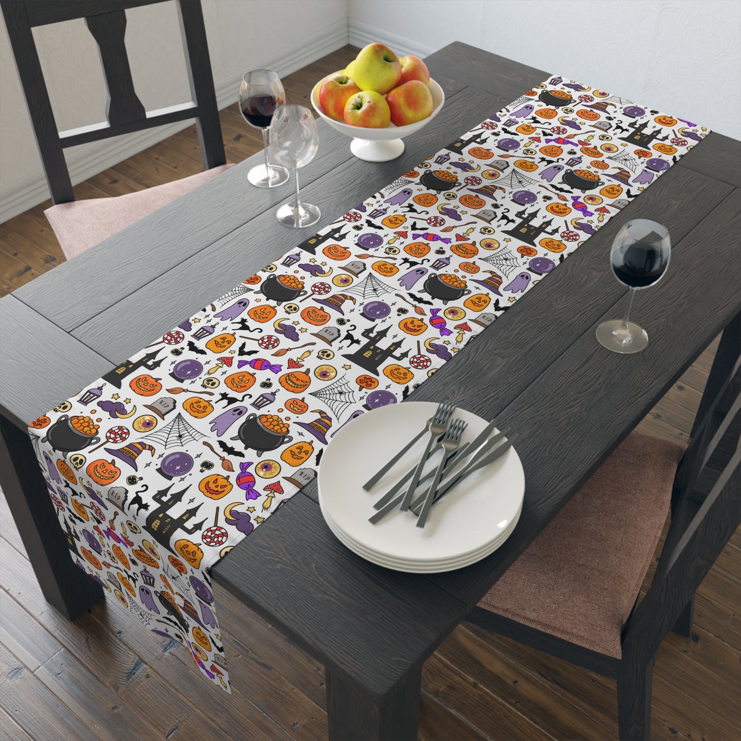 Halloween Decorations | Festive Holiday Themed Kitchen Dining Table Decor | Table Runner | Far Out Prints Co.