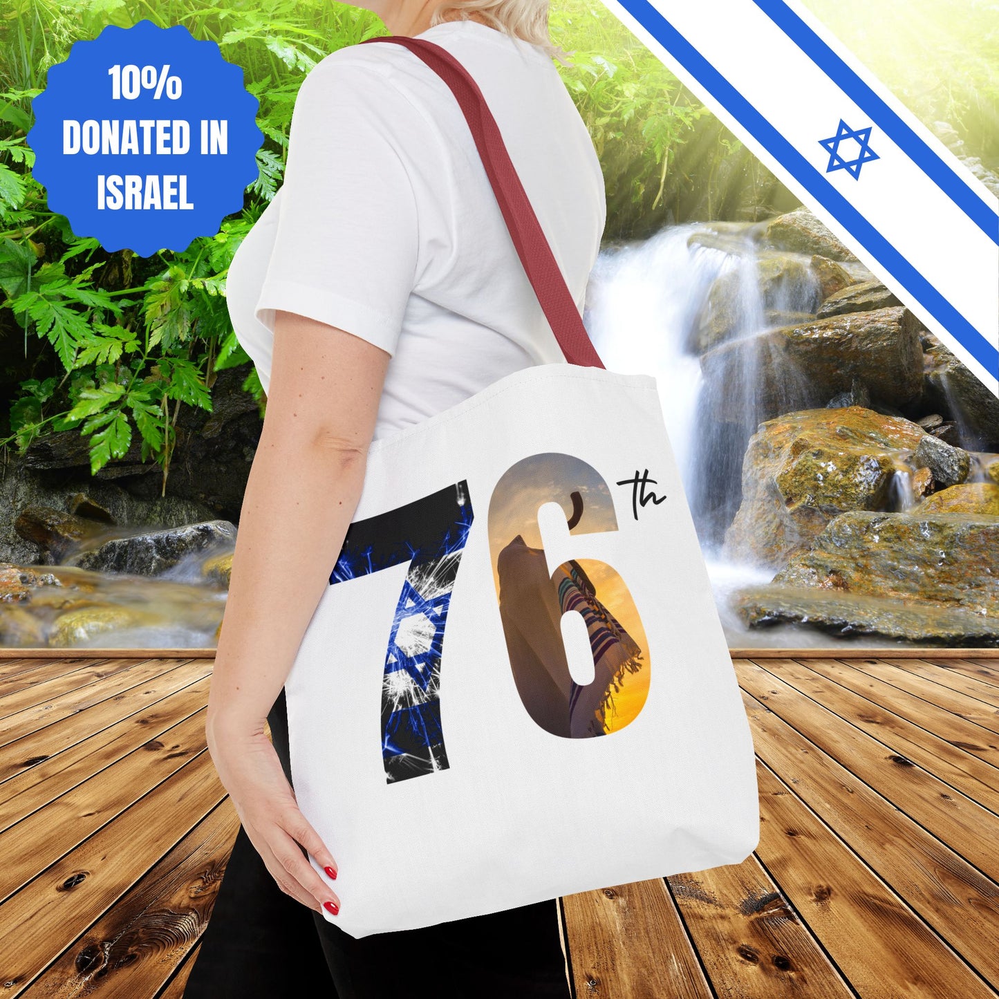 Happy Independence Day Israel | Tote Bag | Judaism Judaica Jewish Israeli Zionist Zionism | by Far Out Prints & Co.