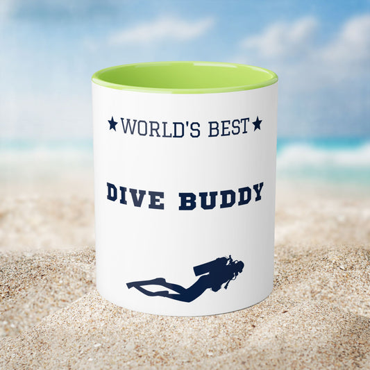 Worlds Best Dive Buddy | Scuba Life | Scuba Diving Lovers | Accent Mugs, 11oz | by Far Out Prints & Co