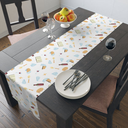 Shabbat Shabat Shabas Shabbas Shabos Shabbos | Jewish Holiday Themed | Table Runner | by Far Out Prints & Co.