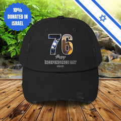 76 Independence Day Israel Hat for Him or Her Unisex Distressed Cap Gift Israel Jewish Present Judaism Israeli Zionist Zionism Cap