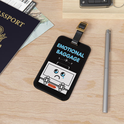 Emotional Baggage | Premium Acrylic and Leather Luggage Tag | by Far Out Prints & Co