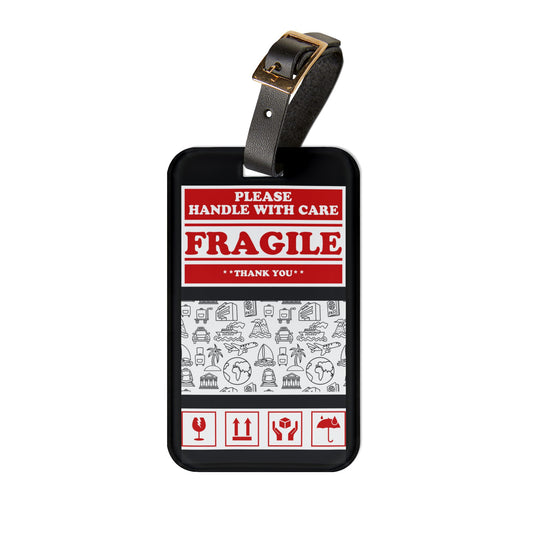 Luggage Tag Baggage Premium Acrylic and Leather Travel Card Contact Information for Gift Him or Her Present Please Handle With Care Fragile