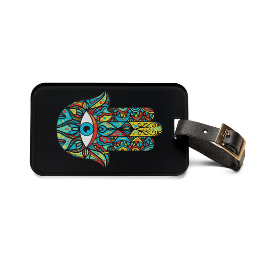 Hamsa II  | Premium Acrylic and Leather Luggage Tag | by Far Out Prints & Co
