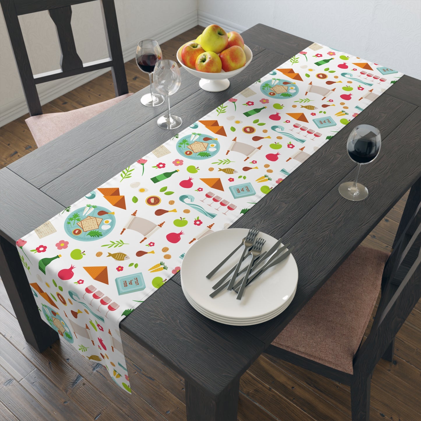 Happy Passover | Israel Israeli Judaism Judaica Jewish Holiday Themed | Table Runner | by Far Out Prints & Co.