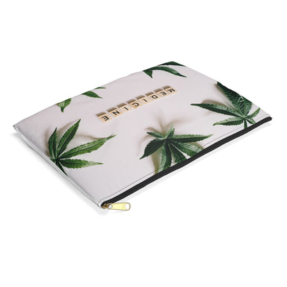 Medicine Cannabis Pattern - Accessory Pouch White - Stoner Cannabis Weed Jewish Israeli Israel - by Far Out Prints & Co.