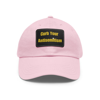 Curb Your Antisemitism Dad Hat with Leather Patch - Stand Against Hate And Discrimination - Israel Israeli Jewish Judaism