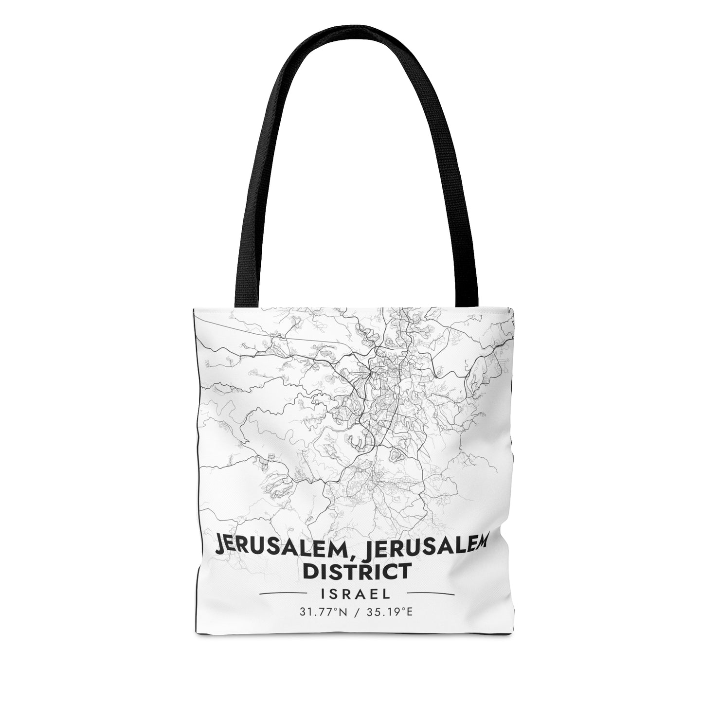 Map of Jerusalem |  Hebrew Israel Judaica Jewish Israeli | Tote Bag (AOP) | Far Out Prints & Co.
