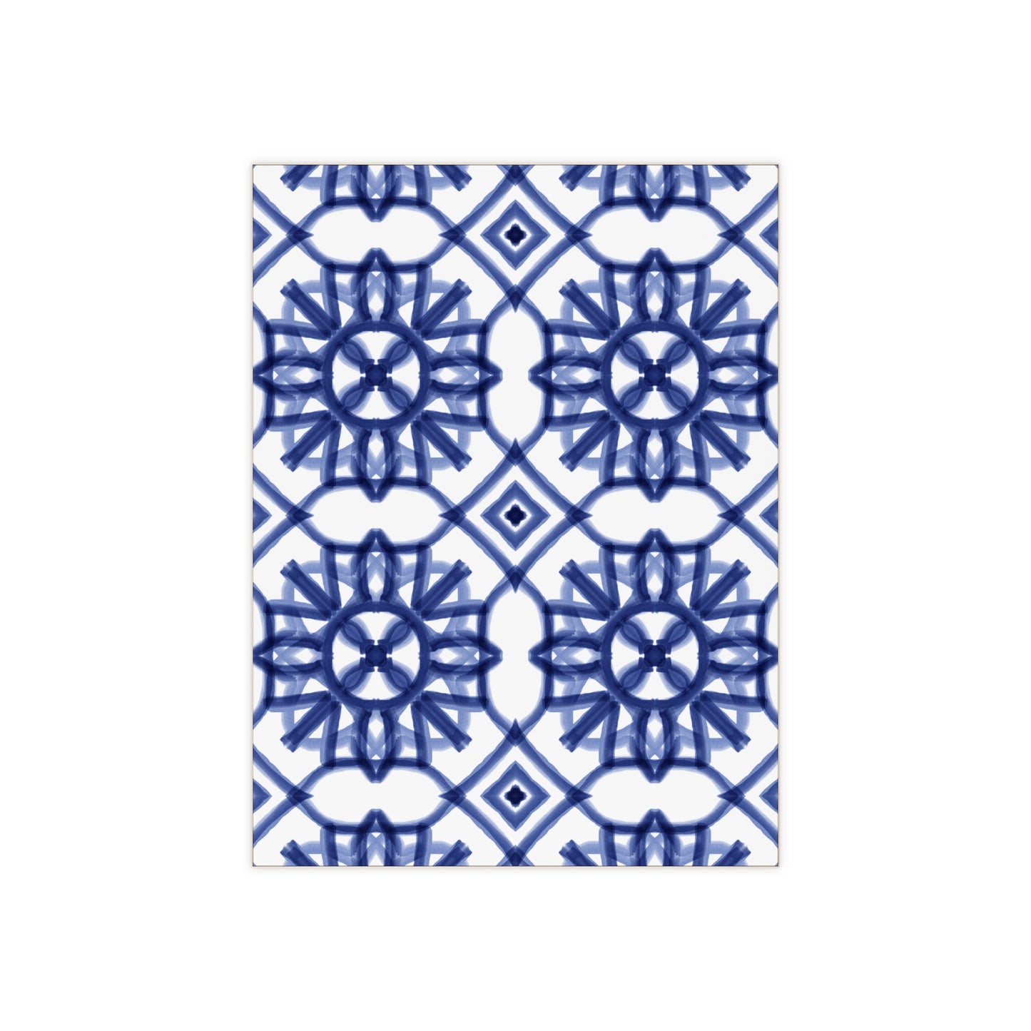 Blue and White Moroccan Design - Jewish Art Judaica Judaism Israel Israeli - Ceramic Photo Tile - Far Out Prints & Co.