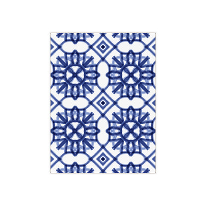 Blue and White Moroccan Design - Jewish Art Judaica Judaism Israel Israeli - Ceramic Photo Tile - Far Out Prints & Co.