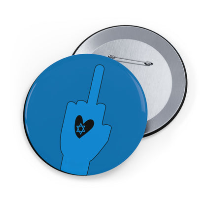 Blue Bloody Hands Middle Finger - Pin Buttons Pins - Israel Israeli Jewish Judaism Judaica - by Far Out Prints & Co.