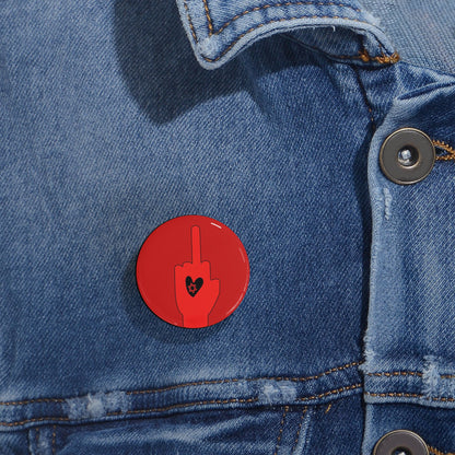 Red Bloody Hands Middle Finger - Pin Buttons Pins - Israel Israeli Jewish Judaism Judaica - by Far Out Prints & Co.