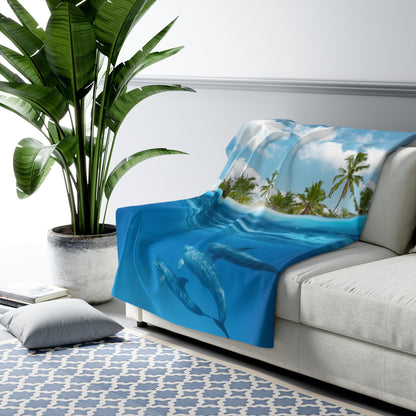 Dolphin Island Sherpa Fleece Blanket