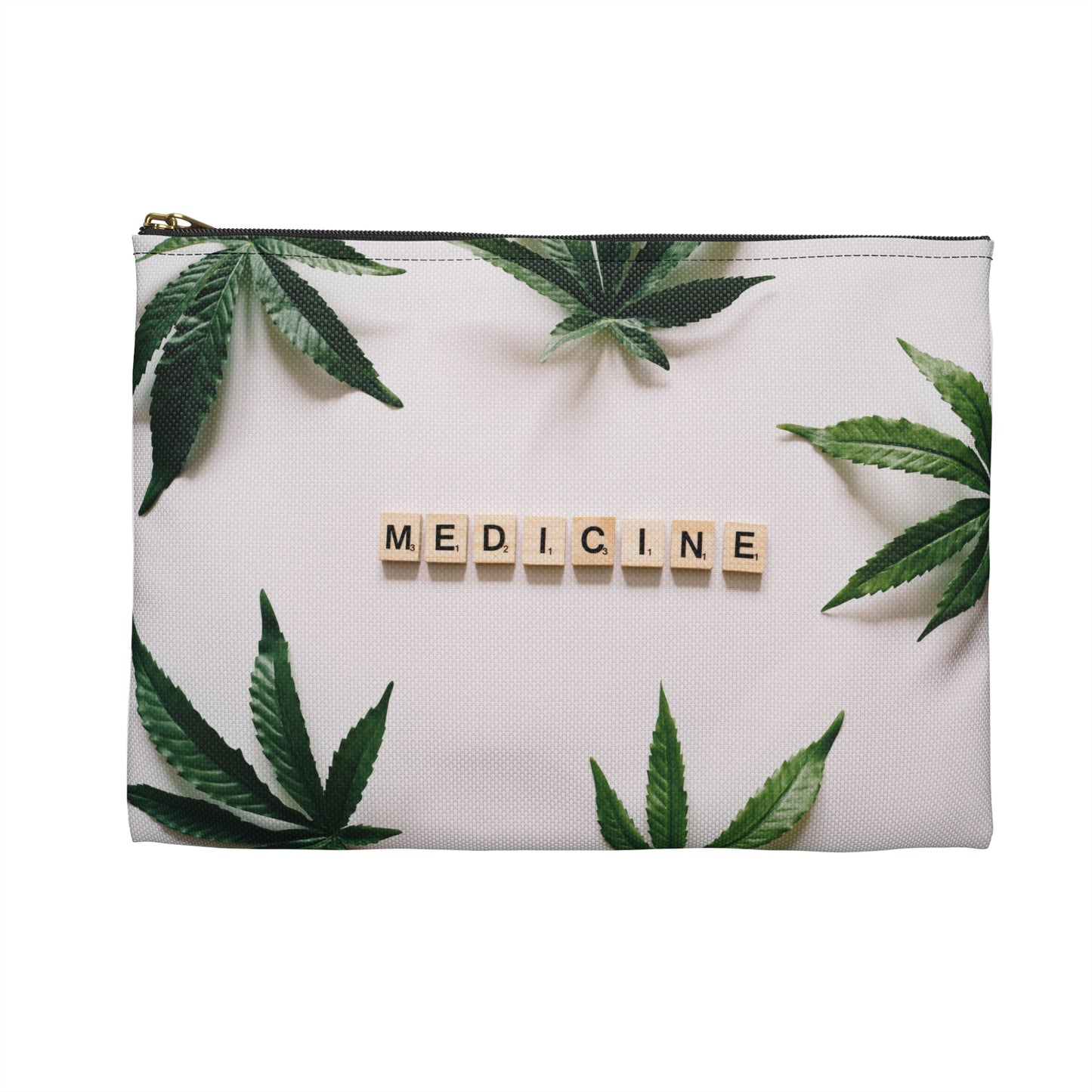 Medicine Cannabis Pattern - Accessory Pouch White - Stoner Cannabis Weed Jewish Israeli Israel - by Far Out Prints & Co.