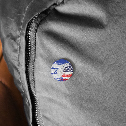 Israel USA Flag Round Pins by Far Out Prints & Co.