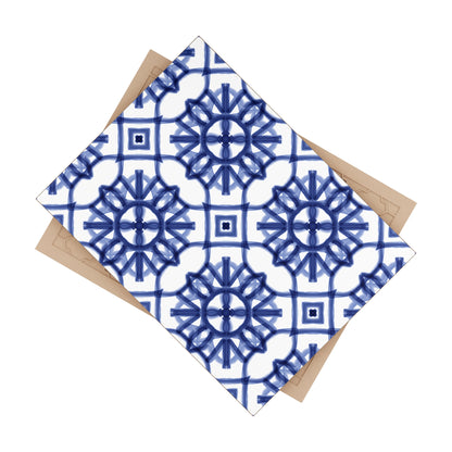 Blue and White Moroccan Design - Jewish Art Judaica Judaism Israel Israeli - Ceramic Photo Tile - Far Out Prints & Co.