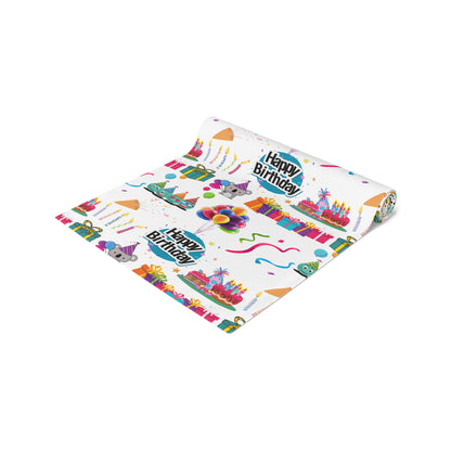 Happy Birthday Cake and Fun Pattern | Table Runner | Far Out Prints & Co.