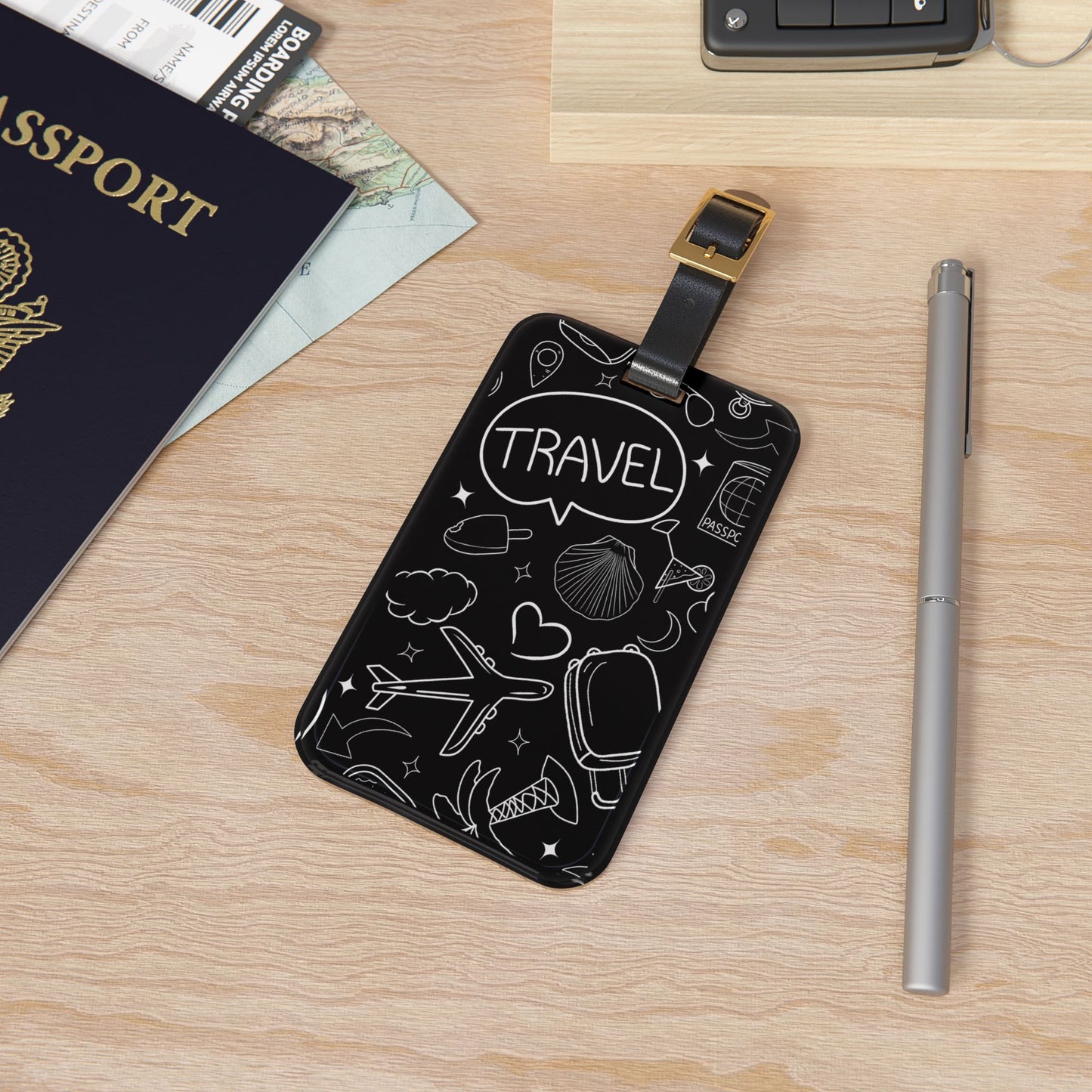 Fun Travel Style Premium Acrylic and Leather Luggage Tag | by Far Out Prints & Co