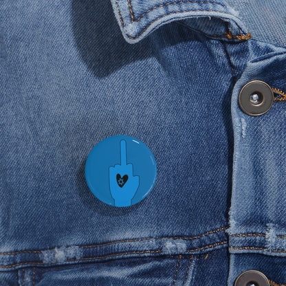 Blue Bloody Hands Middle Finger - Pin Buttons Pins - Israel Israeli Jewish Judaism Judaica - by Far Out Prints & Co.
