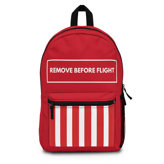 Remove Before Flight - Backpack Bag - Pilot Travel Lover Flight Attendant Travelling Style Love - by Far Out Prints & Co.