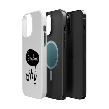 Shalom MagSafe Tough Phone Cases - Hebrew Israel Israeli Jewish Judaism Judaica - by Far Out Prints & Co.