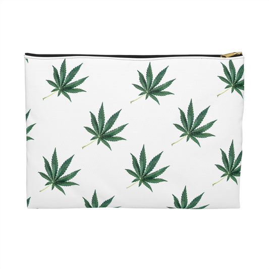 Marijuana Pattern - Accessory Pouch White - Embrace Hebrew Slang - Stoner Cannabis Weed Jewish Israeli Israel - by Far Out Prints & Co.