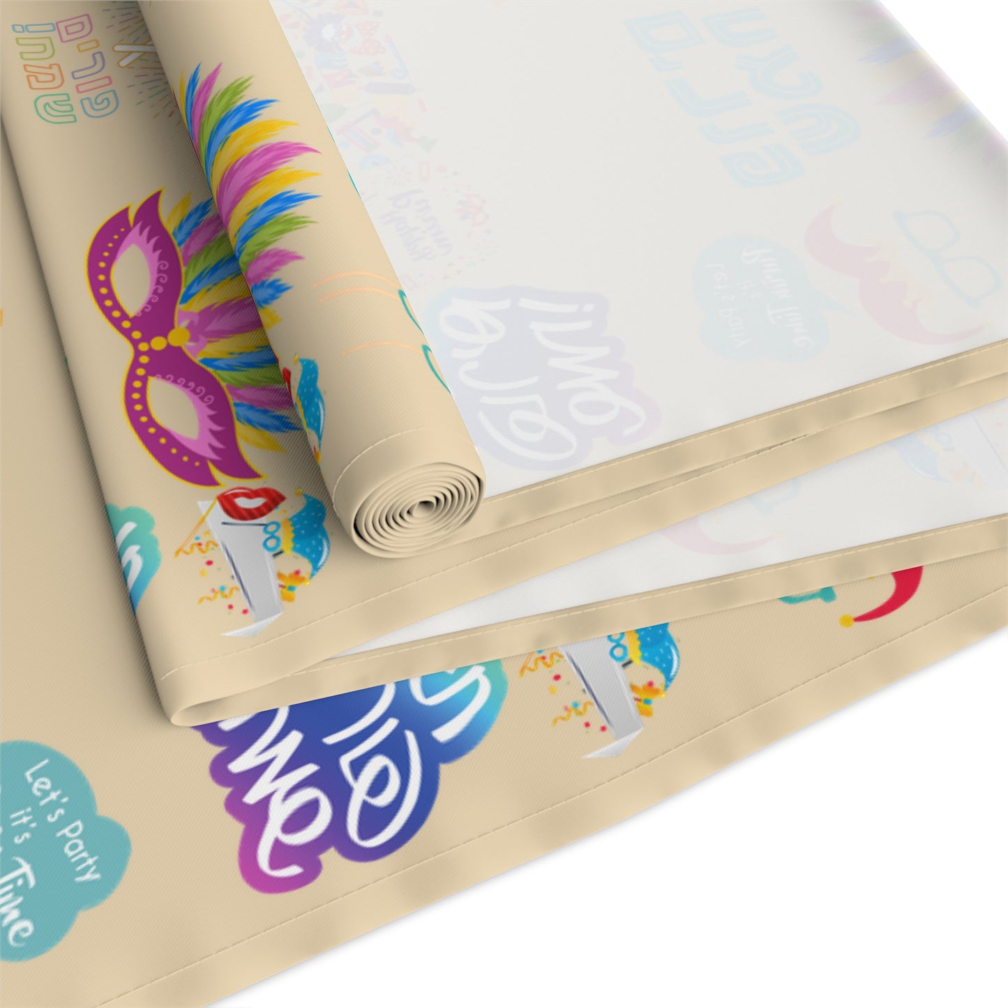 Happy Purim Pattern | Israel Israeli Judaism Judaica Jewish Holiday Themed | Table Runner | by Far Out Prints & Co.