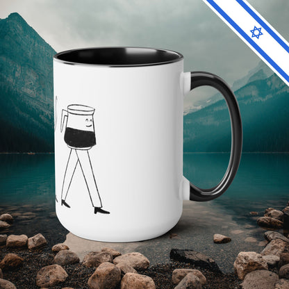 Coffee Road - Two-Tone Coffee Mugs, 15oz - Cafe Lovers - by Far Out Prints & Co.