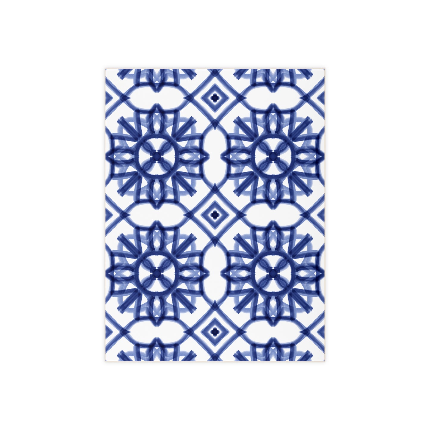 Blue and White Moroccan Design - Jewish Art Judaica Judaism Israel Israeli - Ceramic Photo Tile - Far Out Prints & Co.
