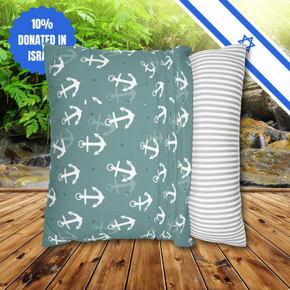 Square Pillowcase Gift Present Him Her His Her Adult Kid Home Decor House Couch Sofa Marine Ocean Conservation Lover Navy Anchors Ocean