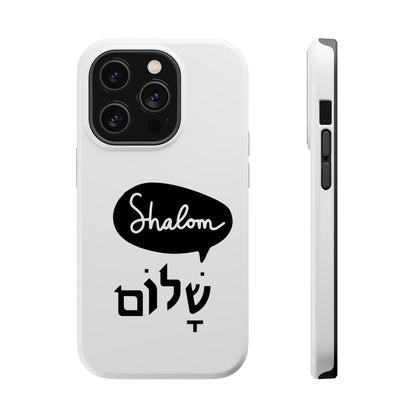 Shalom MagSafe Tough Phone Cases - Hebrew Israel Israeli Jewish Judaism Judaica - by Far Out Prints & Co.