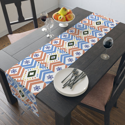 Jewish Bold Vibrant Colors | Jewish Holiday Themed | Table Runner | by Far Out Prints & Co.