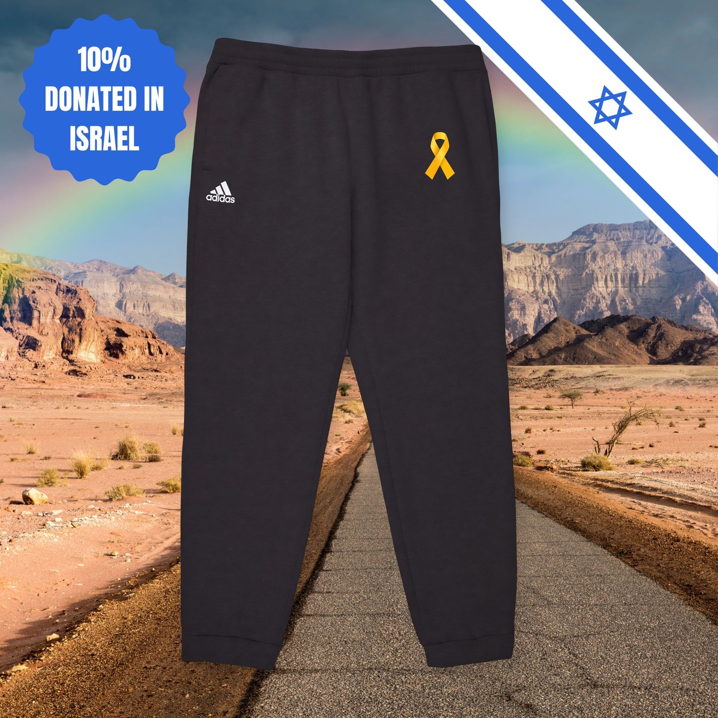 Yellow Ribbon Unisex Fleece Joggers Sports Pyjama Pants House Pants Sport Pants Athleisure Israel Israeli Hebrew Jewish Stand With Us